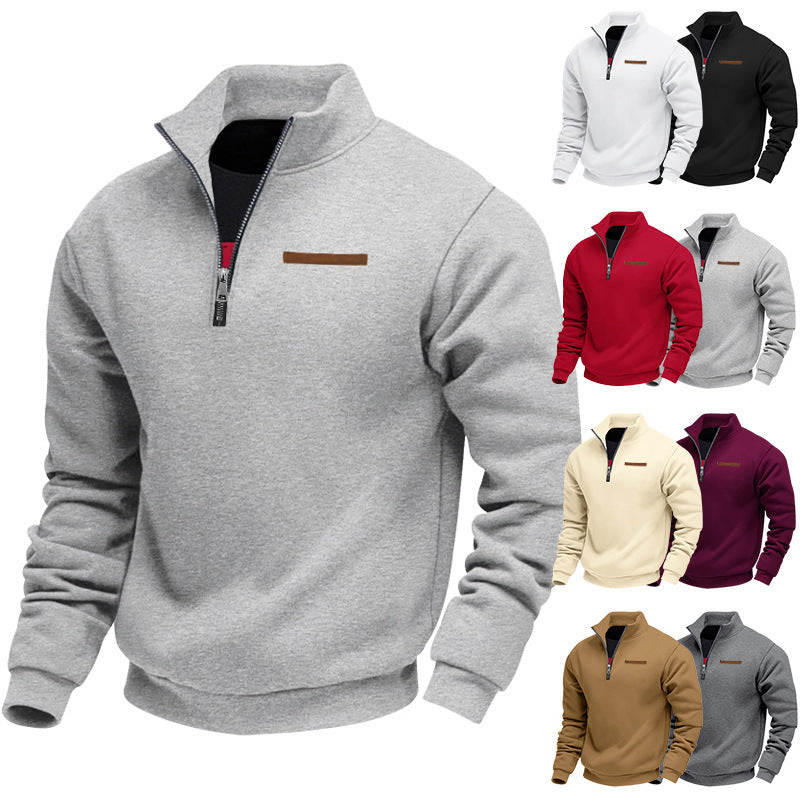 Sporty fleece pullover for men with half-zip Chic und Stil