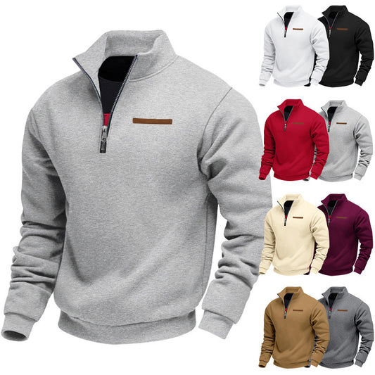 Sporty fleece pullover for men with half-zip Chic und Stil