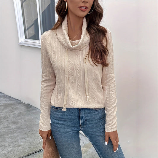 Pull femme à col bénitier avec détail de motif texturé et manches longues Chic und Stil