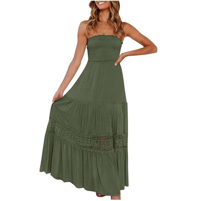 Robe maxi sans bretelles pour femmes avec un élégant bord en dentelle Chic und Stil