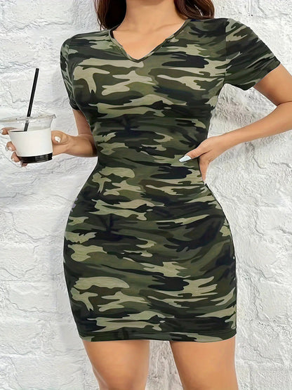 Robe Bodycon Camouflage pour Femmes Chic und Stil