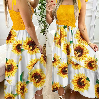Robe Maxi Fleur Femme avec bretelles réglables Chic und Stil