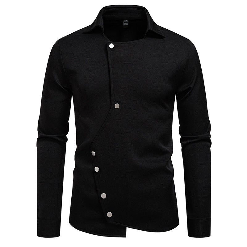 Chemise asymétrique à la mode pour hommes avec des détails de bouton uniques Chic und Stil