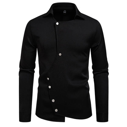 Chemise asymétrique à la mode pour hommes avec des détails de bouton uniques Chic und Stil