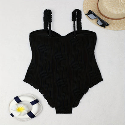 Dames Détail Froncé Taille Haute Maillot de Bain Chic und Stil