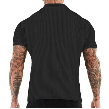 Chemise à manches courtes structurée pour hommes avec patte de boutonnage Chic und Stil