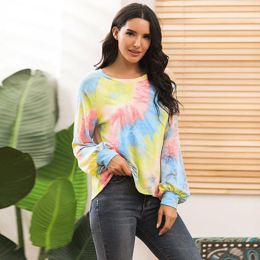 Pull à capuche décontracté pour femmes avec un motif tie-dye à la mode Chic und Stil