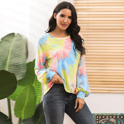 Pull à capuche décontracté pour femmes avec un motif tie-dye à la mode Chic und Stil