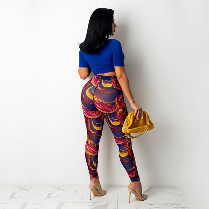 Leggings Taille Haute Imprimé Abstrait Vibrant pour Femmes Chic und Stil