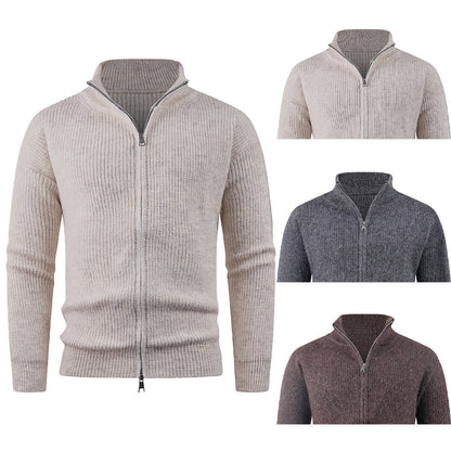 Knitted pullover for men with modern zipper and textured fabric Chic and Style