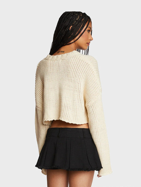 Pull-over en grosses mailles tendance pour femmes avec application d'étoiles chics et stylées