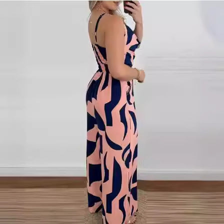 Dames Combinaison à Imprimé Floral à Jambes Larges Chic und Stil