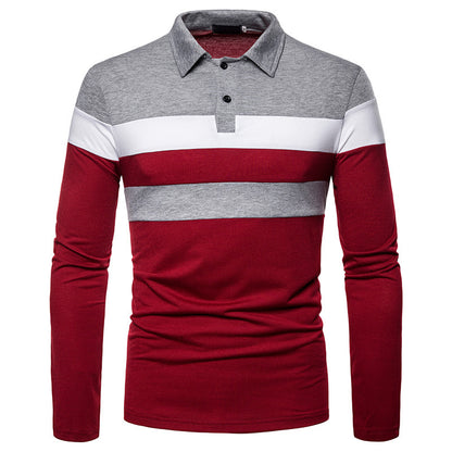 Men's long sleeve polo with chic sporty two-tone design