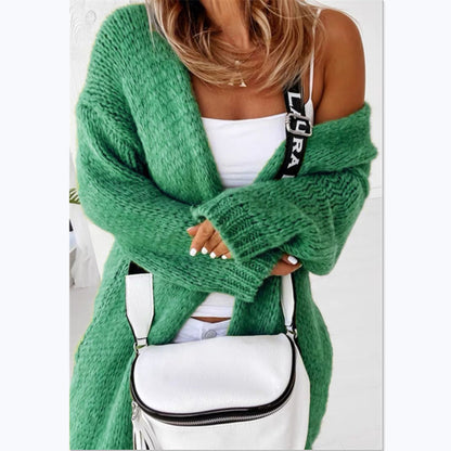 Dames gros tricot cardigan avec devant ouvert et coupe décontractée Chic und Stil