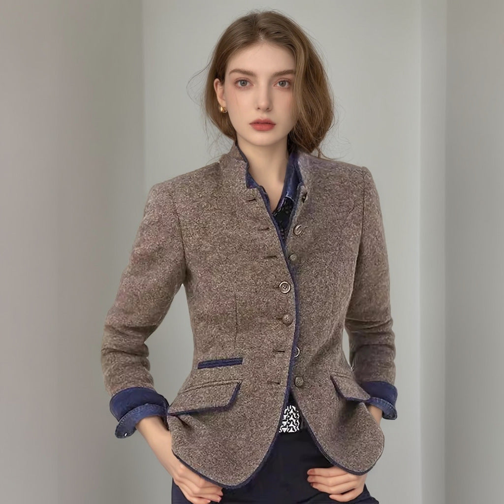 Dames blazer élégant avec boutons décoratifs et tissu texturé Chic und Stil