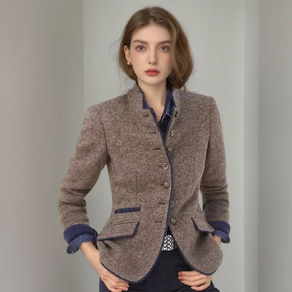Dames blazer élégant avec boutons décoratifs et tissu texturé Chic und Stil