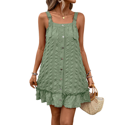 Femme Chemisier Ruffle Mini Robe Chic und Stil