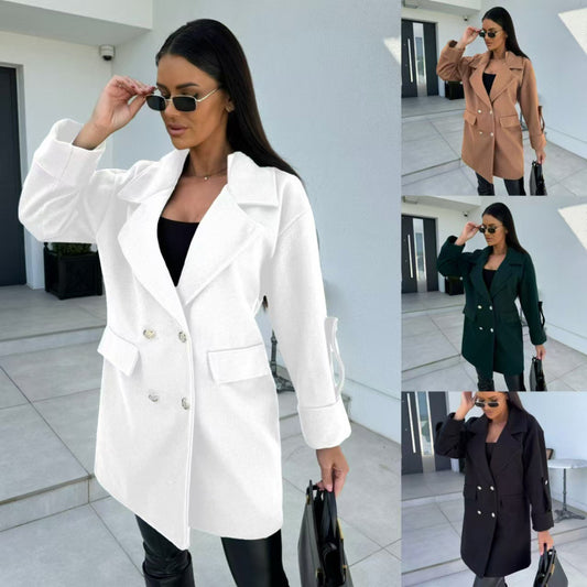 Blazer en coton surdimensionné pour femmes avec double boutonnage et poches pratiques Chic und Stil