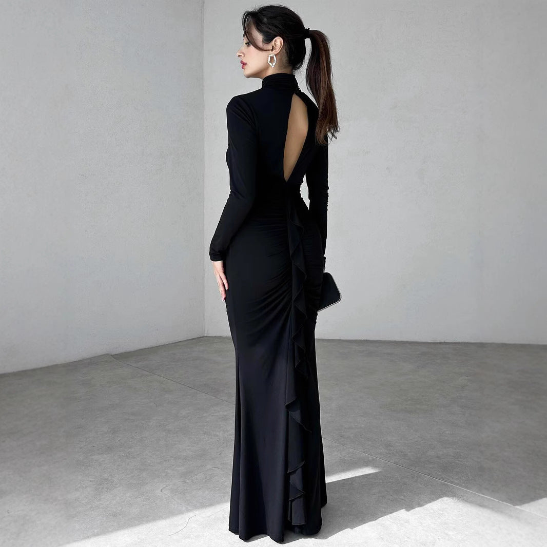 Robe maxi élégante pour dames avec un design haut et des éléments de fronces raffinés Chic und Stil