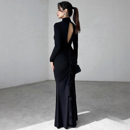 Robe maxi élégante pour dames avec un design haut et des éléments de fronces raffinés Chic und Stil
