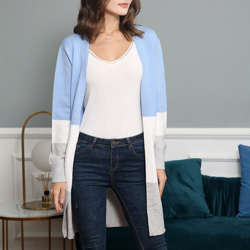 Dames gilet décontracté en tricot avec un motif à rayures modernes et des devant ouverts Chic und Stil