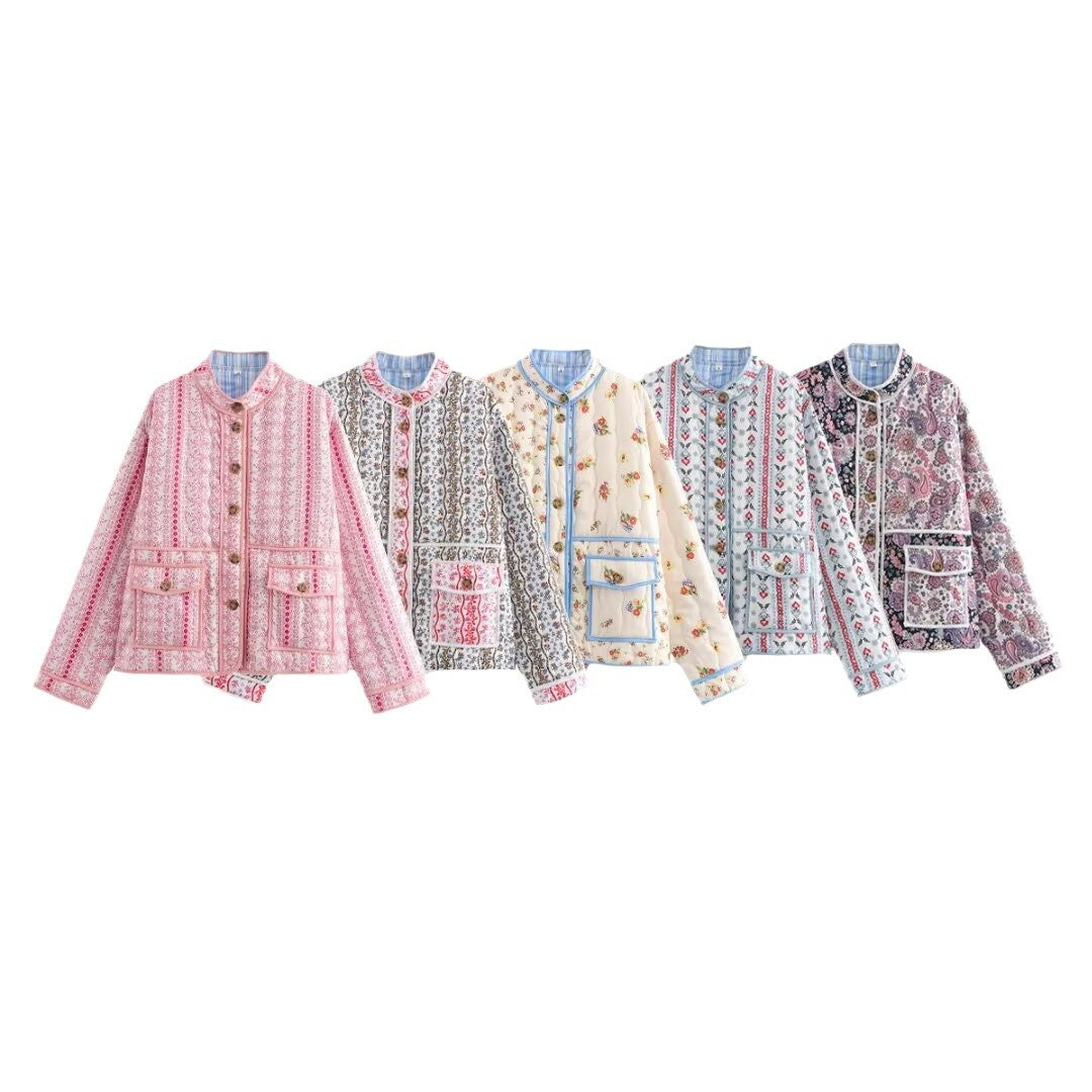 Dames doudoune avec motifs floraux et poches pratiques Chic und Stil