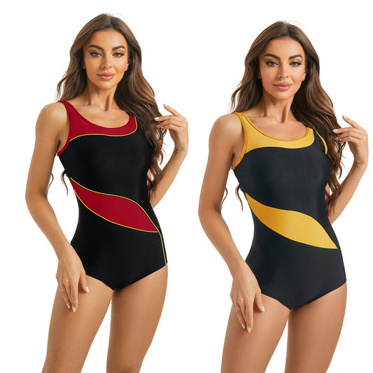 Maillot de bain une pièce pour femmes avec coupe à la mode et coutures contrastantes élégantes Chic und Stil