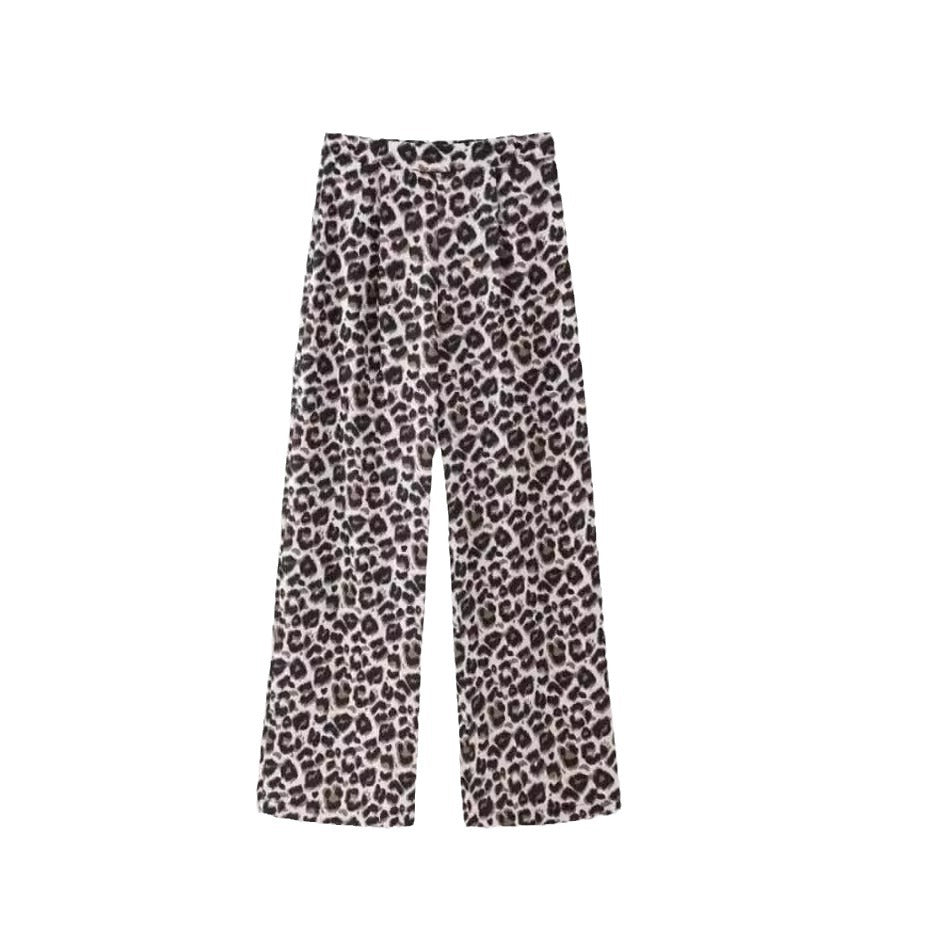 Women Large Leopard Print Chic Pants