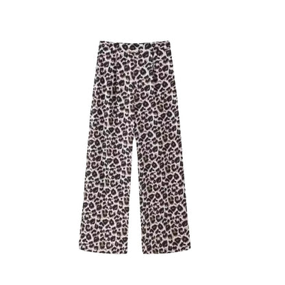 Women Large Leopard Print Chic Pants