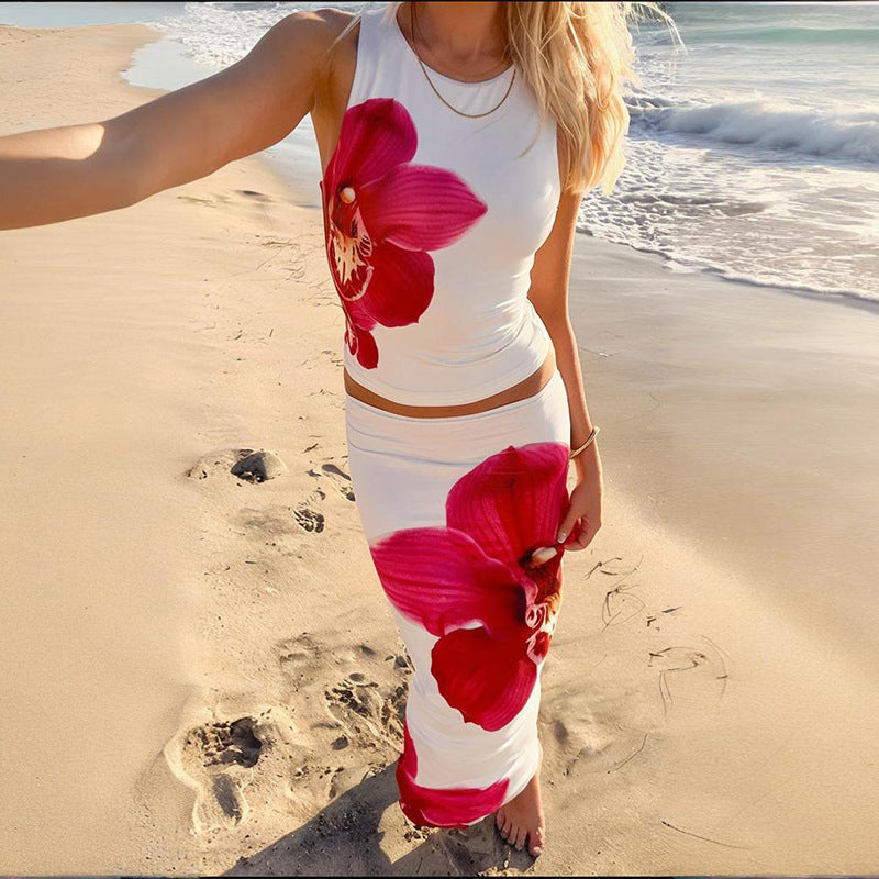 Dames Ensemble Maxi Imprimé Floral Chic und Stil