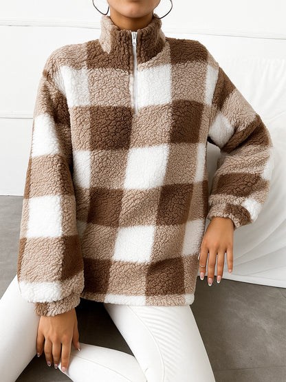 Pull en fleece pour femmes avec col montant et fermeture éclair intégrale Chic und Stil