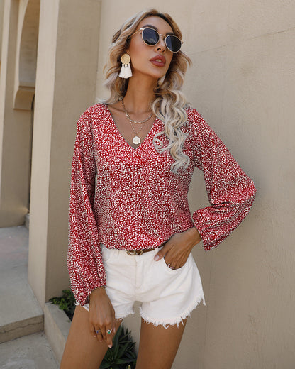 Chemisier femme avec des manches volumineuses et décolleté en V Chic und Stil