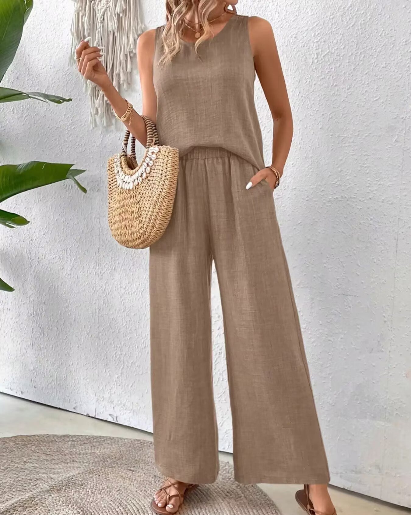 Ladies Relaxed Fit Wide Leg Pants Chic Combination Style