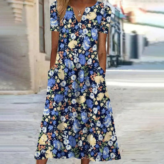 Robe maxi femme avec imprimé floral et poches pratiques Chic und Stil