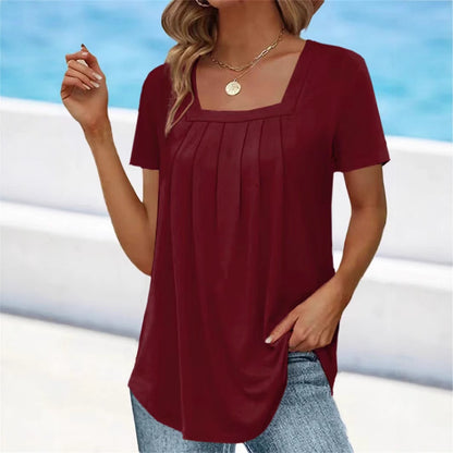 Tunique à encolure carrée plissée pour femmes Chic und Stil