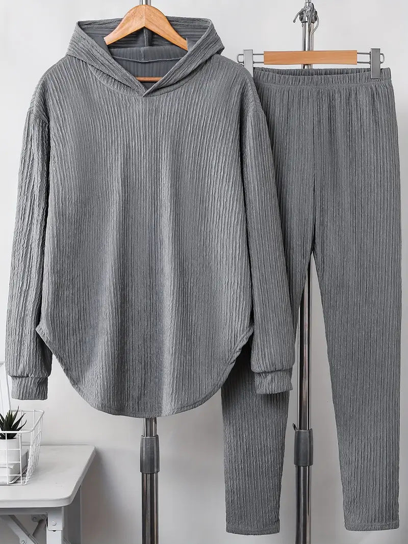 Chic and Style textured design casual sweatshirt and pants set for women