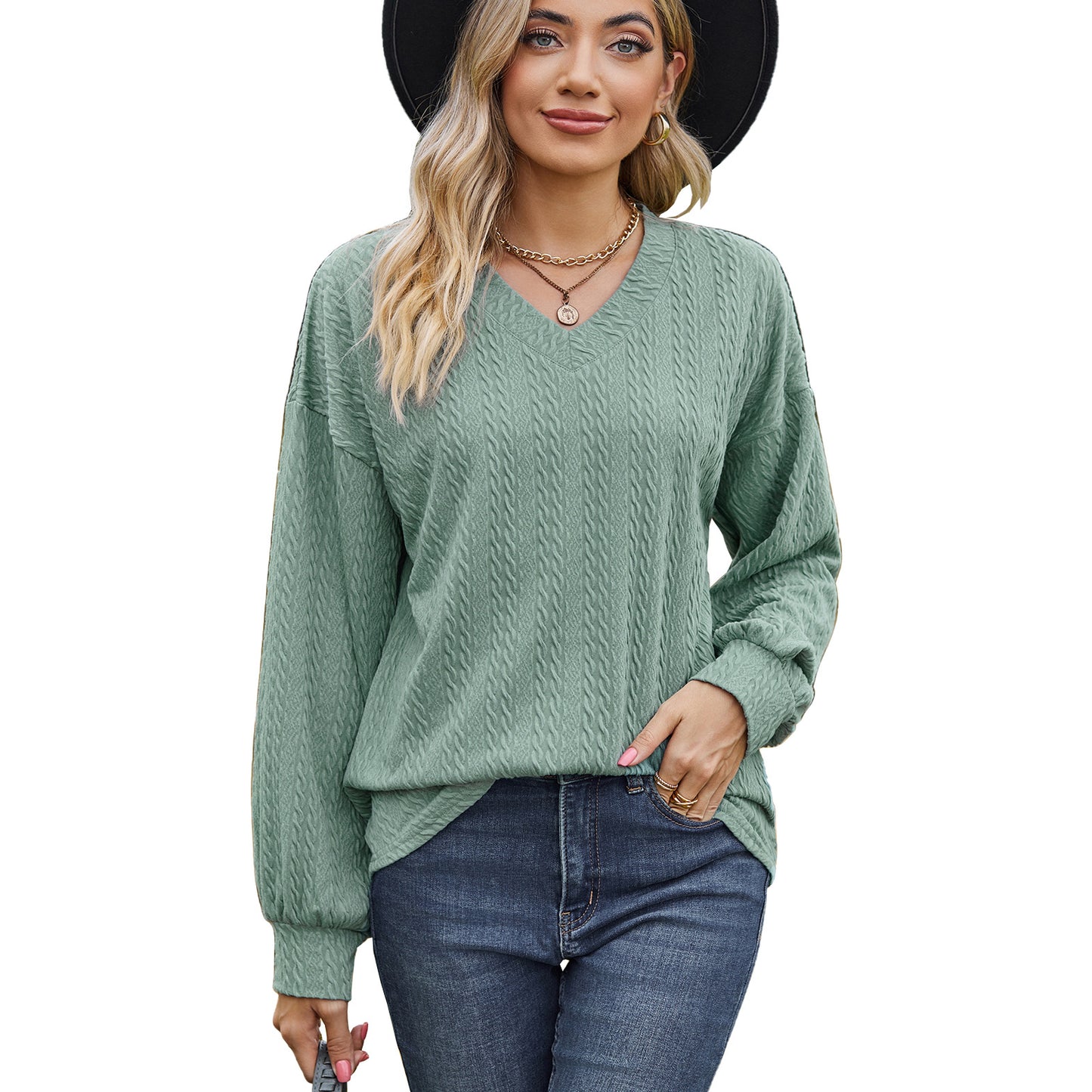 Dames pull en viscose avec motif en câble texturé et coupe décontractée Chic und Stil