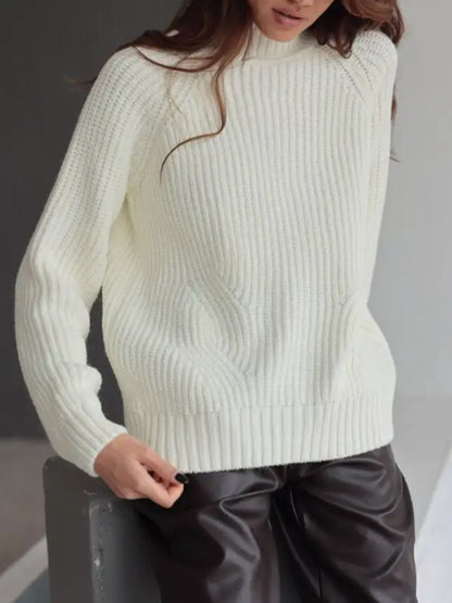 Pull en tricot pour femmes avec col montant et motif vague décoratif Chic und Stil