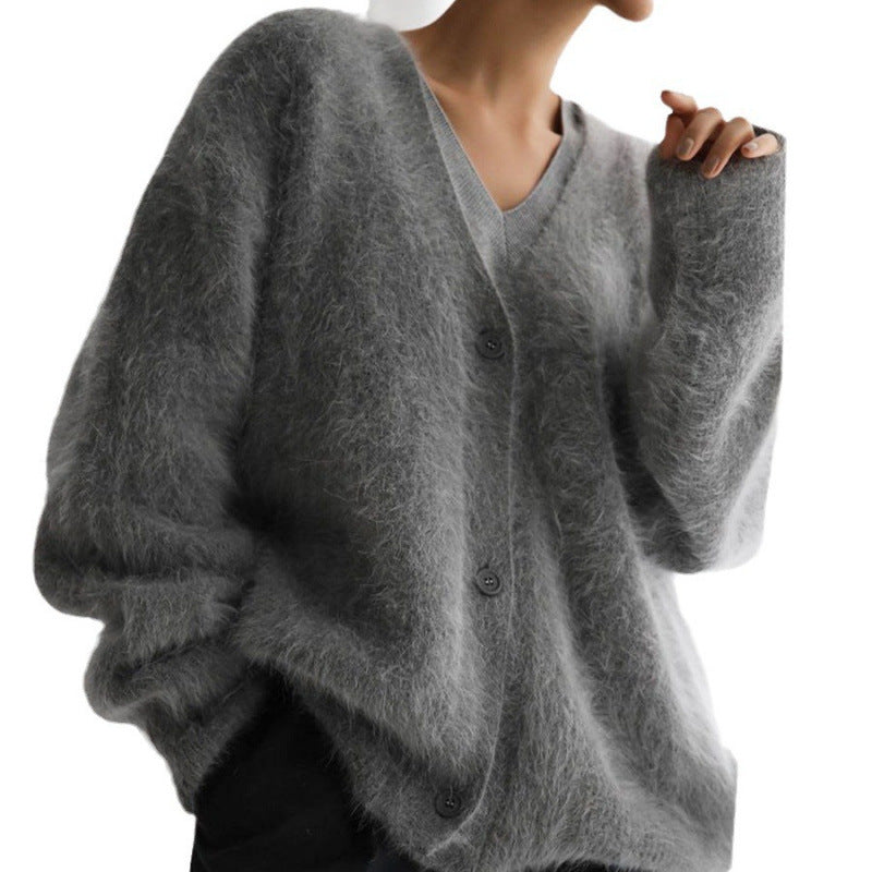 Dames Cardigan Oversized Fluffy Chic und Stil