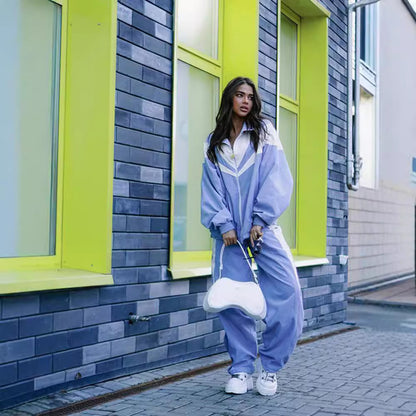 Ensemble de vestes et pantalons sportives pour femmes avec éléments contrastants et coupe confortable Chic und Stil