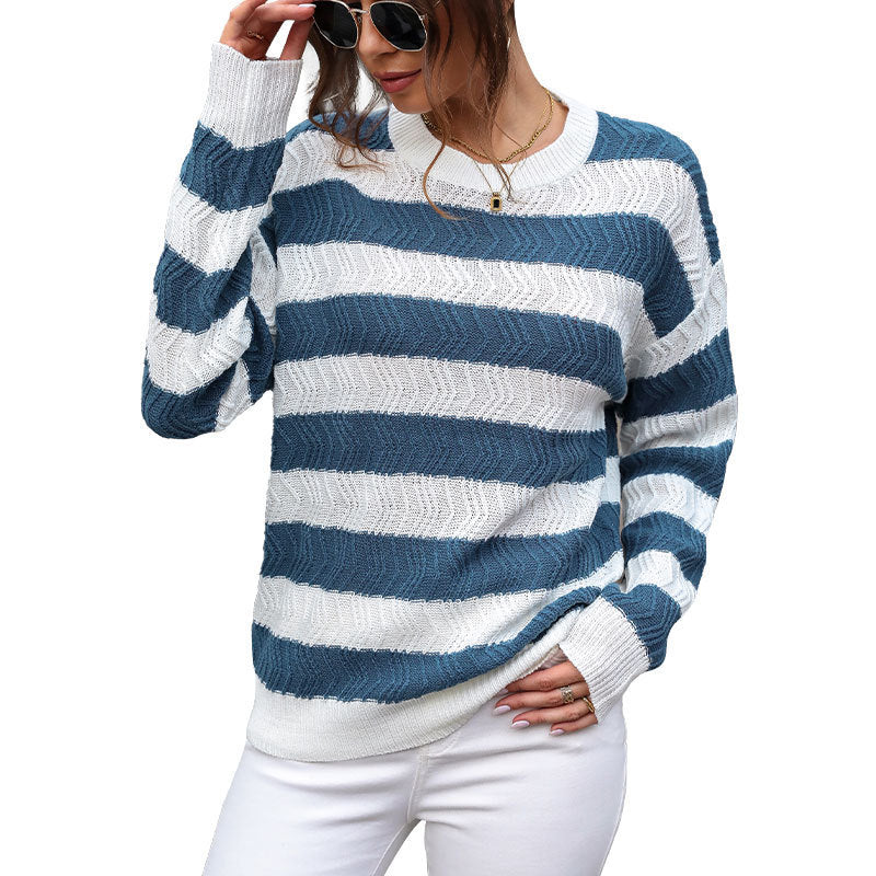 Femme Pull en tricot rayé structuré Chic und Stil