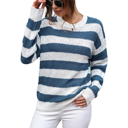 Femme Pull en tricot rayé structuré Chic und Stil