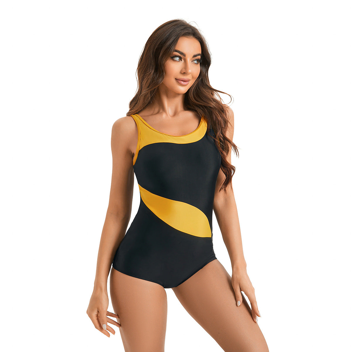 Maillot de bain une pièce pour femmes avec coupe à la mode et coutures contrastantes élégantes Chic und Stil
