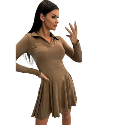 Robe Polo Femme avec Jupe Évasée Chic und Stil