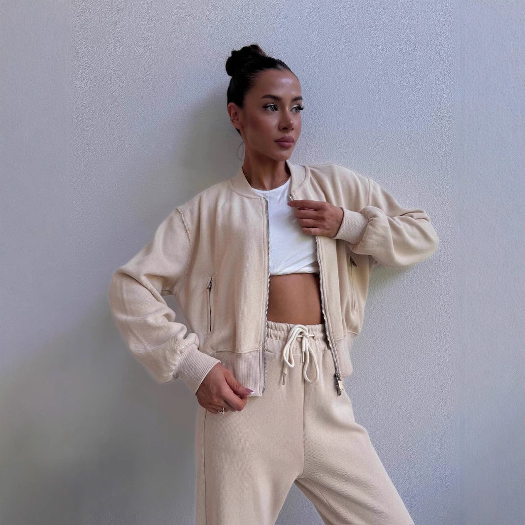 Dames Ensemble de sport en polaire avec fermeture éclair intégrale et poches latérales pratiques Chic und Stil