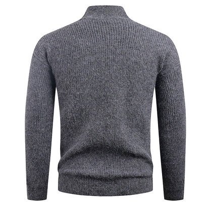 Knitted pullover for men with modern zipper and textured fabric Chic and Style