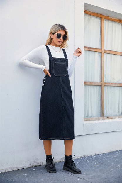 Robe en jean à bretelles pour femmes avec poches latérales pratiques et coupe moderne Chic und Stil