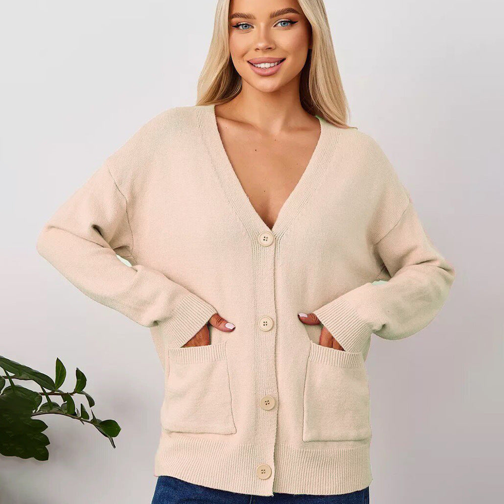 Dames cardigan douillet avec décolleté en V et poches pratiques Chic und Stil
