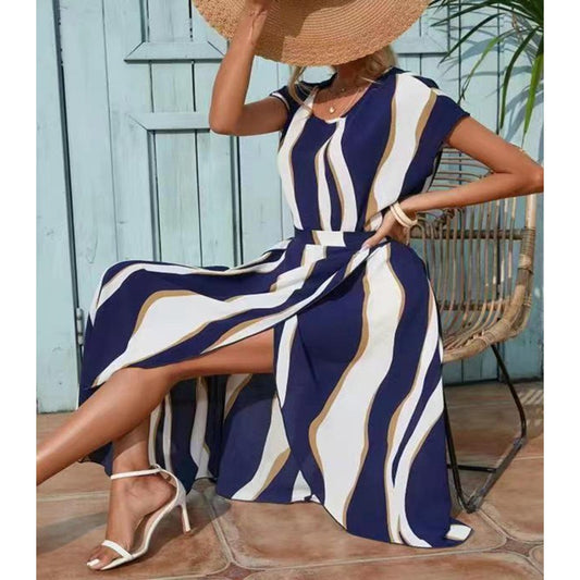 Femmes Robe Maxi Élégante avec Fente Latérale et Silhouette Fluide Chic und Stil