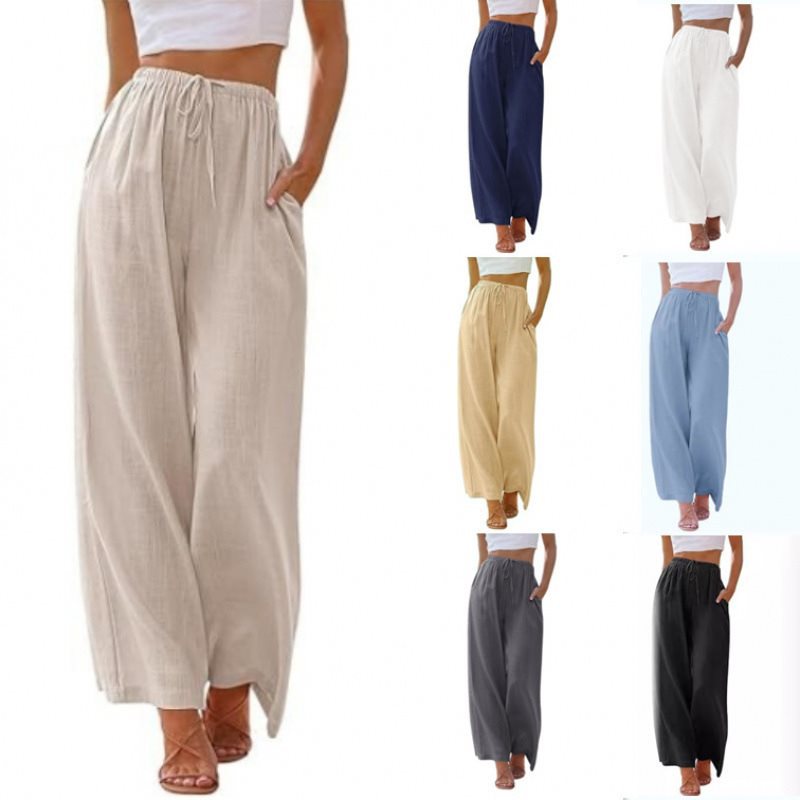 Wide palazzo pants for women with elastic waistband and side pockets Chic und Stil